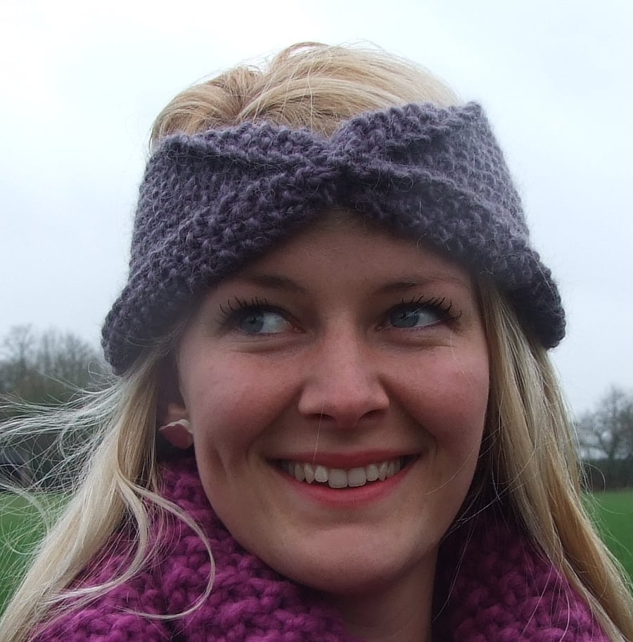 Wool Headband hand knit , half price