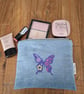 Handmade Upcycled Denim Purse - Purple Butterfly - Image 3