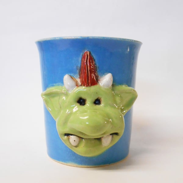 Mug, Fungus the BogeyMan Bright Blue and Lilac Stoneware Ceramic Mug.