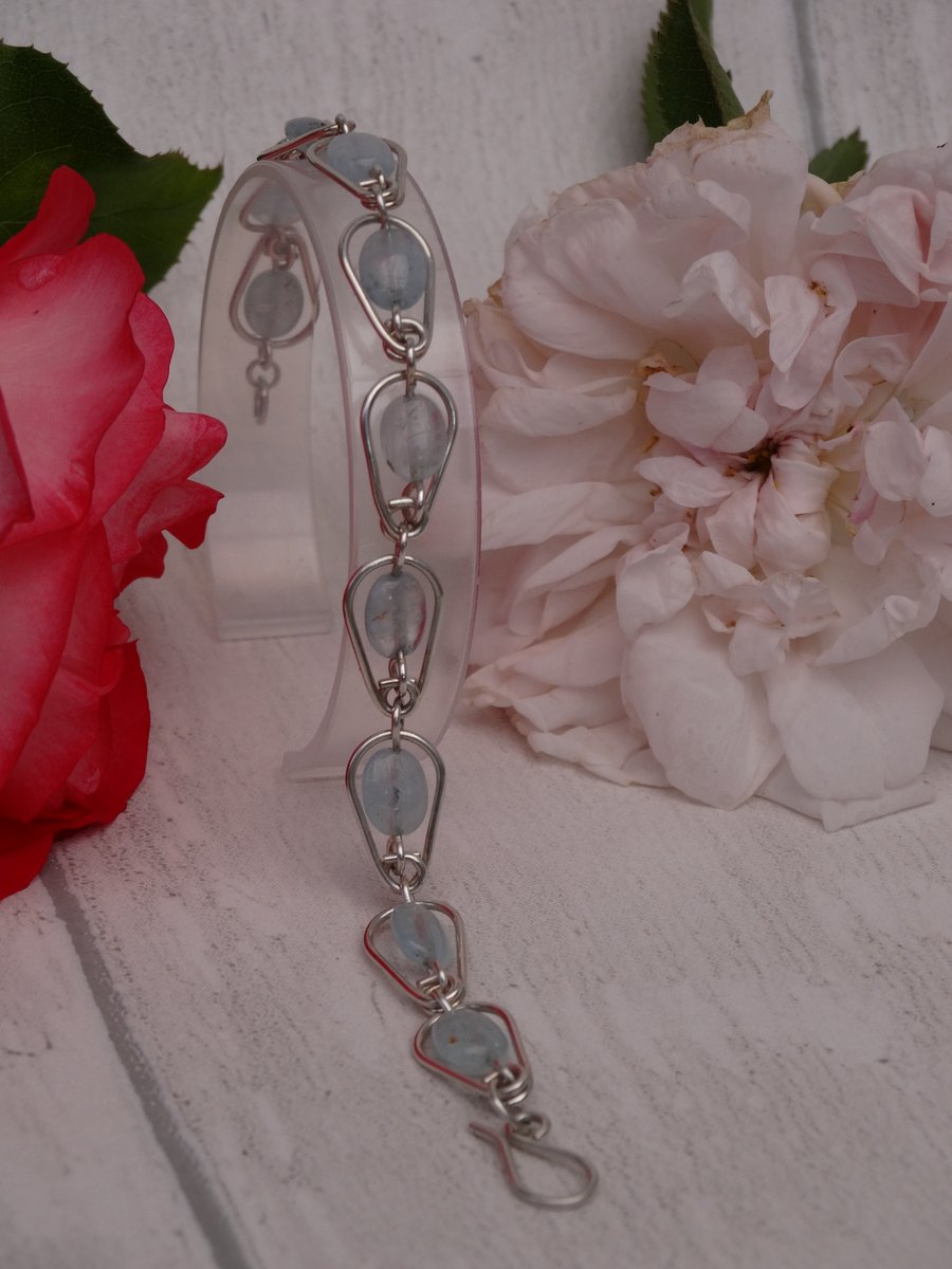 Aquamarine gemstone bracelet march birthstone gemini