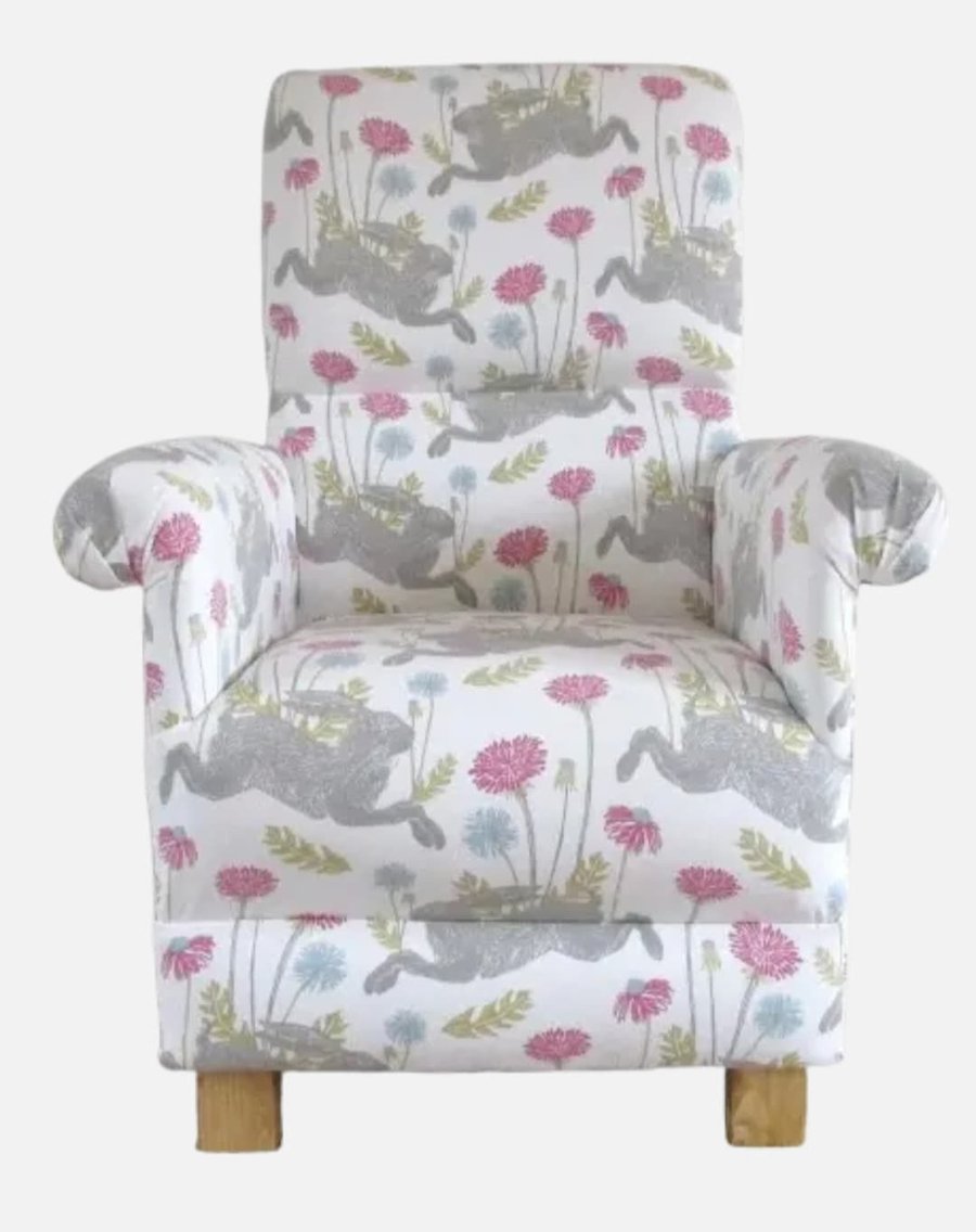 Clarke March Hare Summer Fabric Adult Chair Pink Armchair Beige Nursery