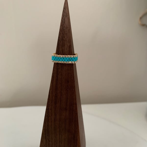 Vibrant and colourful beaded ring