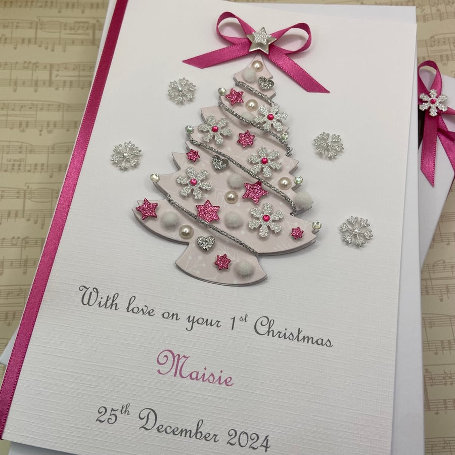 Baby’s 1st Christmas Card Personalised Gift Boxed Daughter Granddaughter First