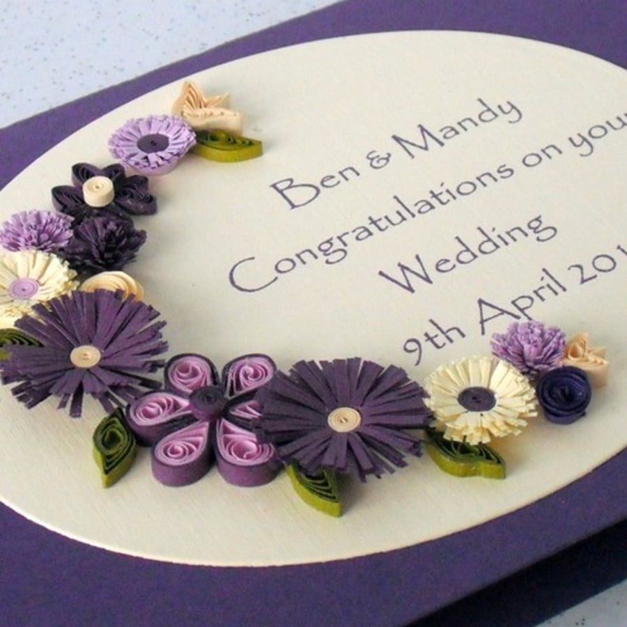 Quilled wedding congratulations card 