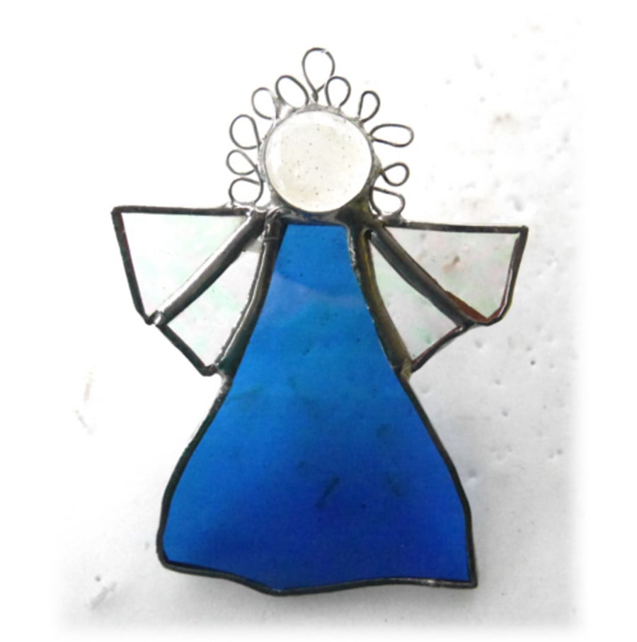 Angel Iridised Blue Stained Glass suncatcher Christmas decoration 036