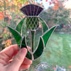 Stained Glass Thistle - Handmade Hanging Window Decoration 