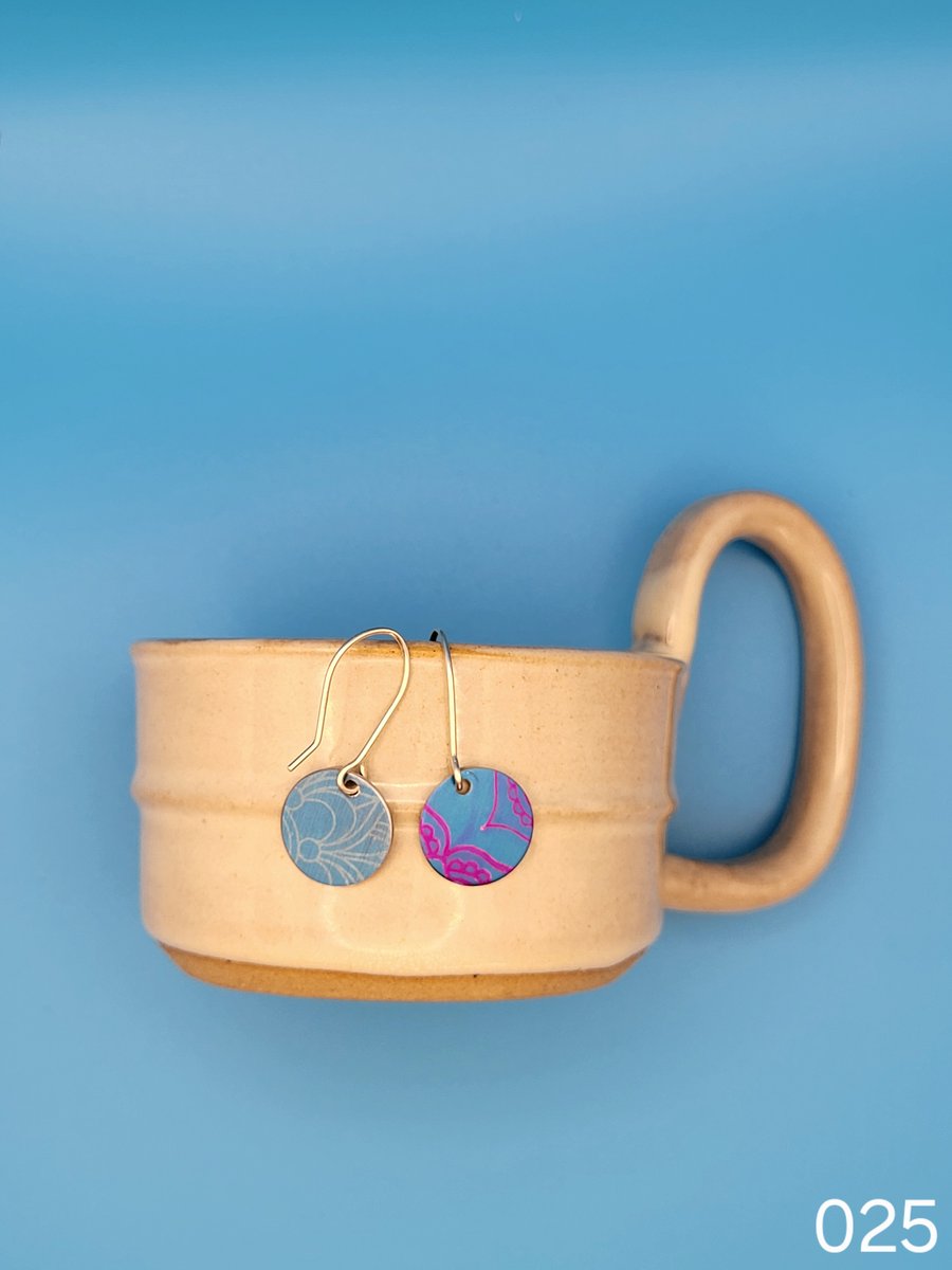 Handmade Aluminium and Silver Reversible Earrings - 025