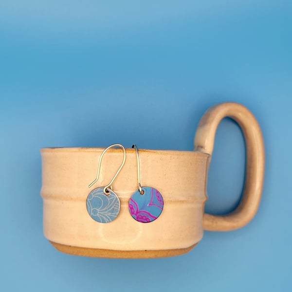 Handmade Aluminium and Silver Reversible Earrings - 025