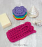 Cotton rainbow scrubbies and soap saver, soap pouch set. Face wipes  Soap sock. - Image 3
