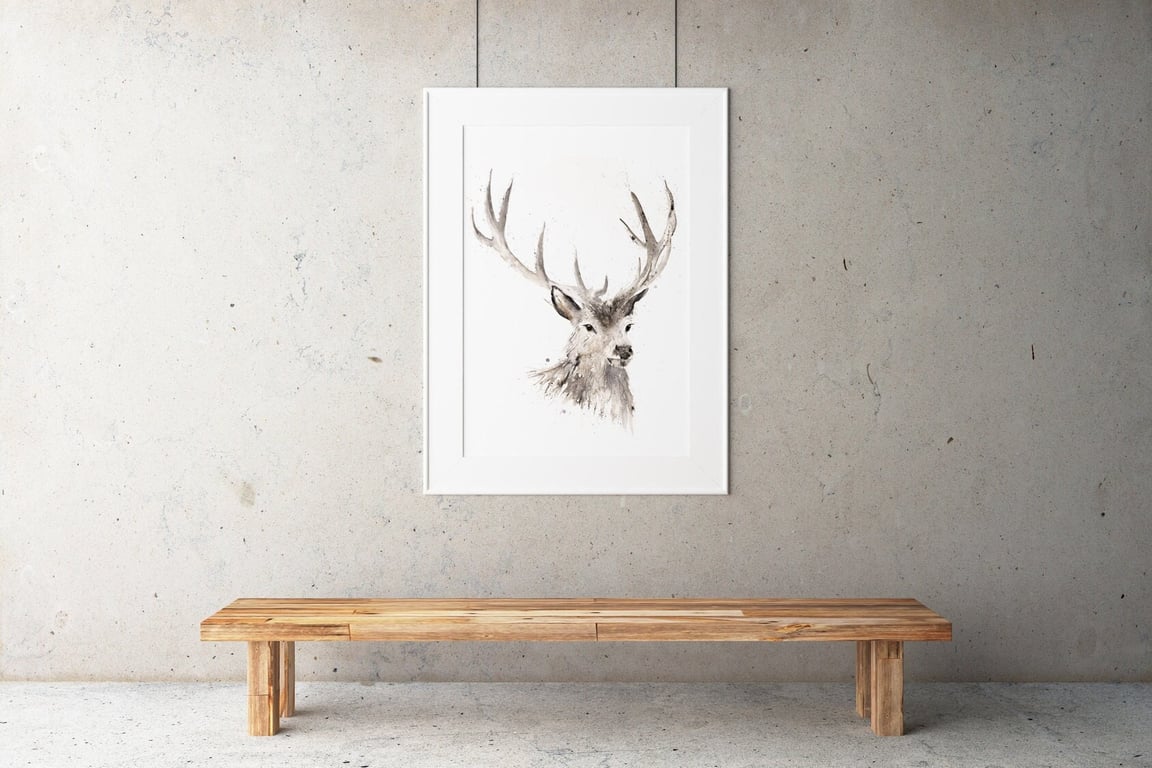 Stag Watercolour Print - Limited Edition, Hand Signed Animal Art