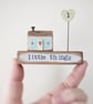 Little Wooden Painted House and Stamped Base in a Bag