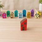 Handmade Mini Clay House – Red Painted Village Decor (1 House)