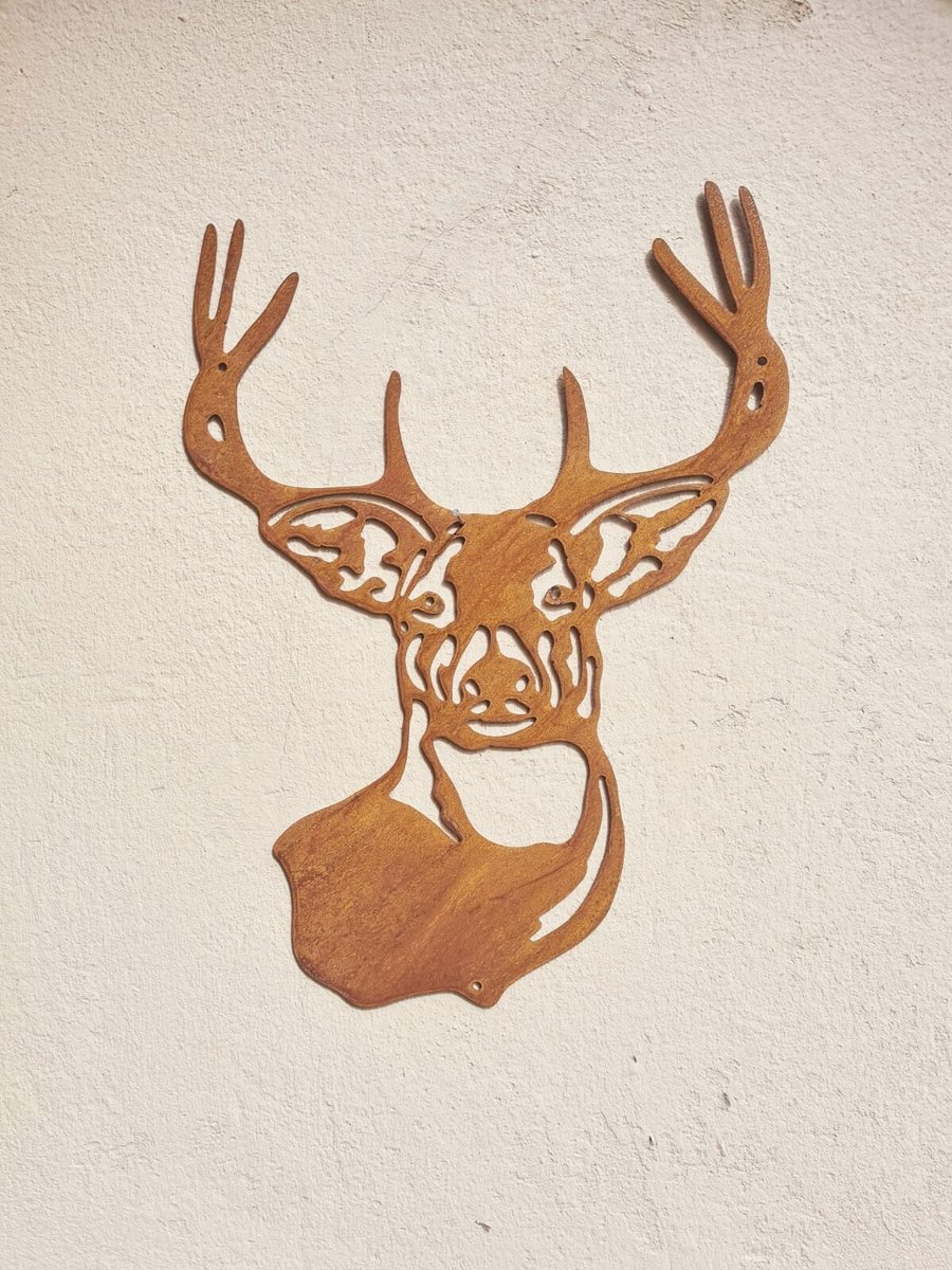 Rusted Metal Stags Head Rusted Garden Art Rusty Outdoor Ornaments Metal Sculptur