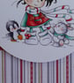 Little Girl with Penguin and Rabbit Christmas Card - Happy Christmas - Image 5