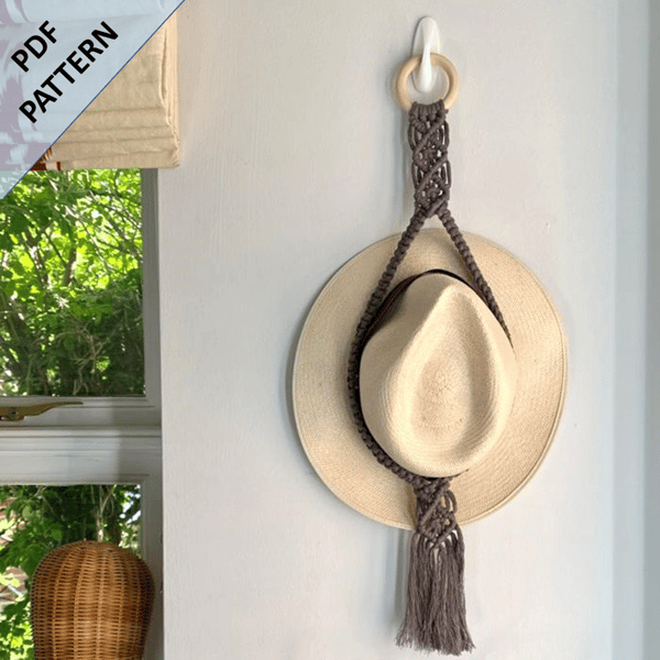 Macrame Hat Hanger Pattern - Double and Single hat design.
