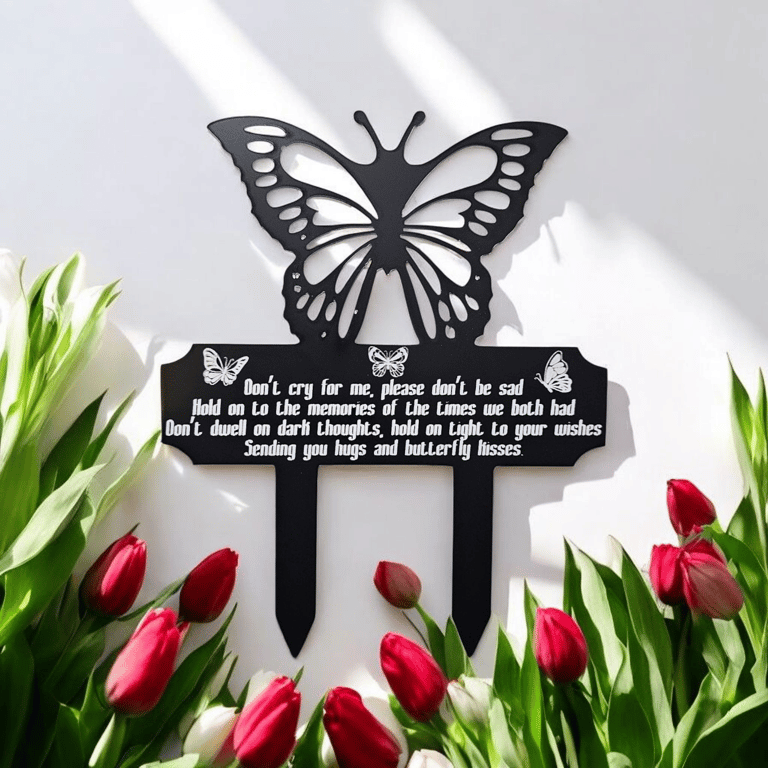 grave side engraved Ornament plaque stake memorial memory butterfly
