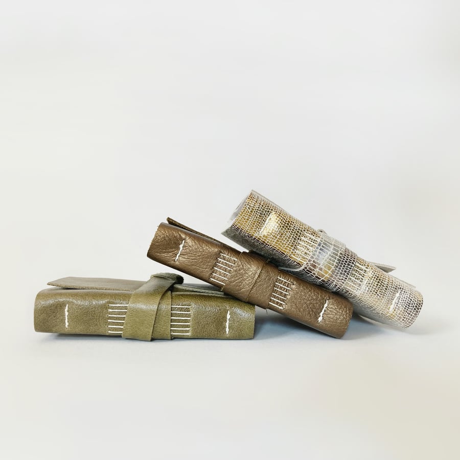 A7 Pocket Journal - Chunky Handbound Leather Wrap Blank Book - 4 x 3