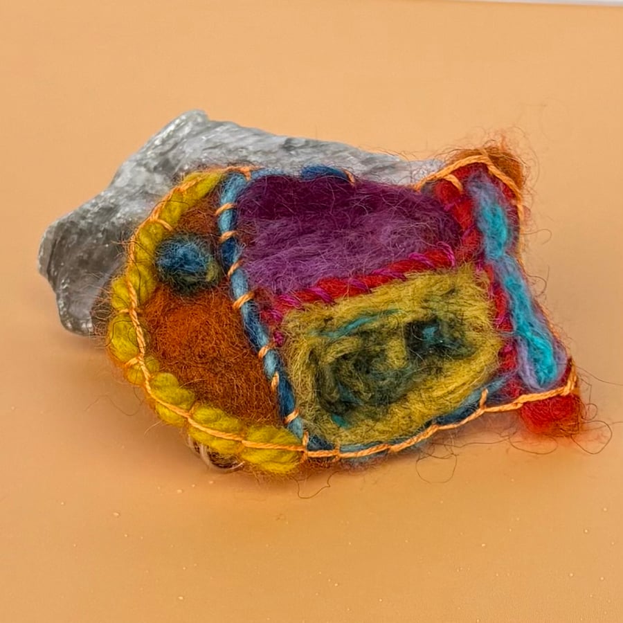Felted Fish Brooch - orange