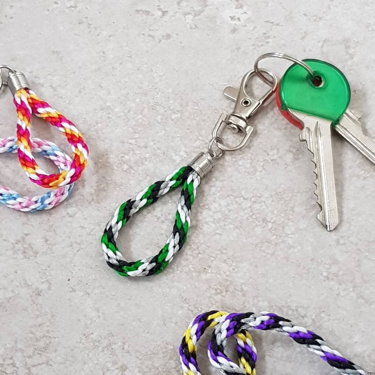 Aromantic Keyring, Aro flag Keychain, Aro Pride bag charm, Aromantic gifts
