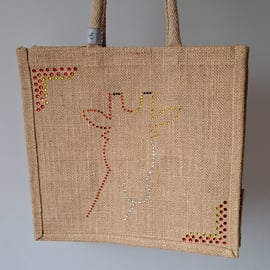 JUTE BAG, Giraffe Hand Sparkled, Giraffe