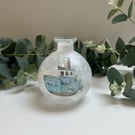 Decoupage Small Glass Bud Vase :Boat, Upcycled