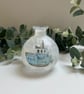 Decoupage Small Glass Bud Vase :Boat, Upcycled
