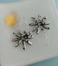 Black and Silver Rainbow Daisy Flower Statement Earrings - Image 2