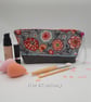 Bright floral makeup bag,  boxed grey denim bottom with sequins - Image 1