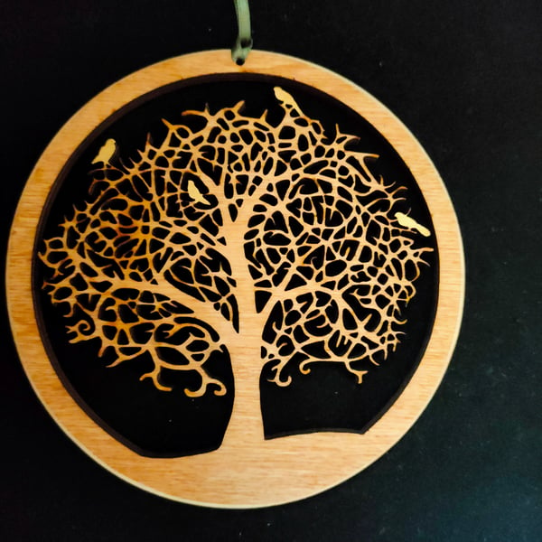 Tree of Life - wooden ornamental hanging - large