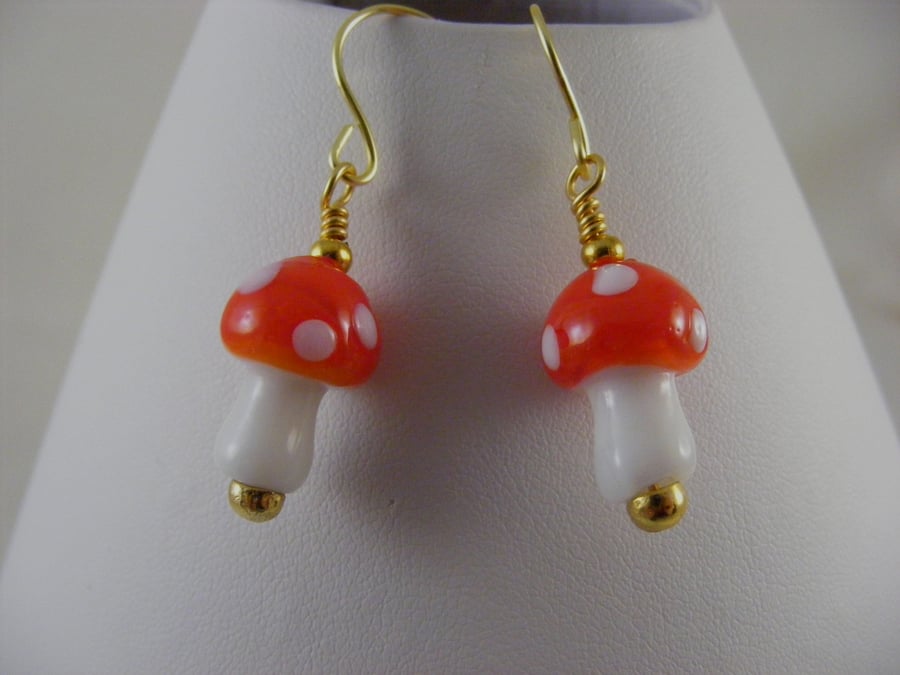 Lampwork Toadstool Earrings