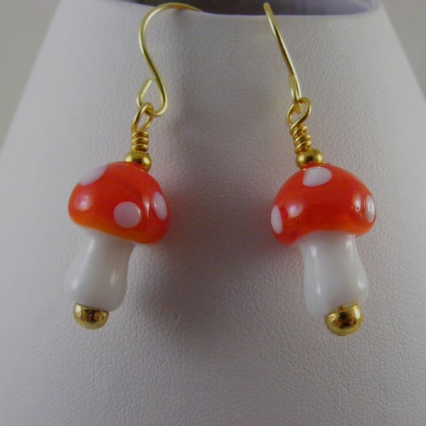 Lampwork Toadstool Earrings