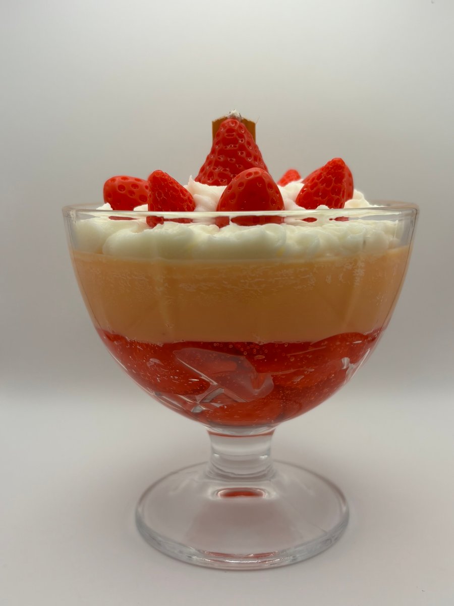 Dessert Inspired Candle Strawberry Trifle Design Handmade Soy Dual Wick