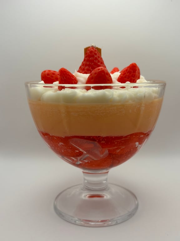 Dessert Inspired Candle Strawberry Trifle Design Handmade Soy Dual Wick