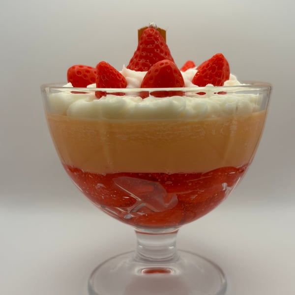 Dessert Inspired Candle Strawberry Trifle Design Handmade Soy Dual Wick