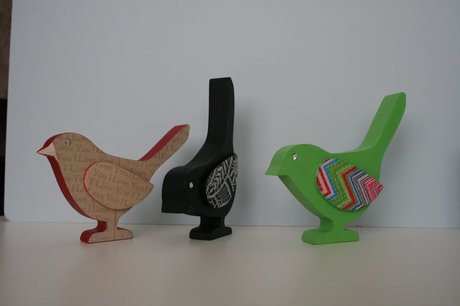 Handmade bird decoupaged with Swarovski Crystal eyes