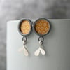 Leafy drop stud earrings