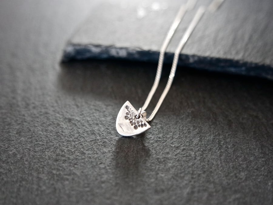 Fine Silver Necklace - Heirloom Collection semicircle little flower