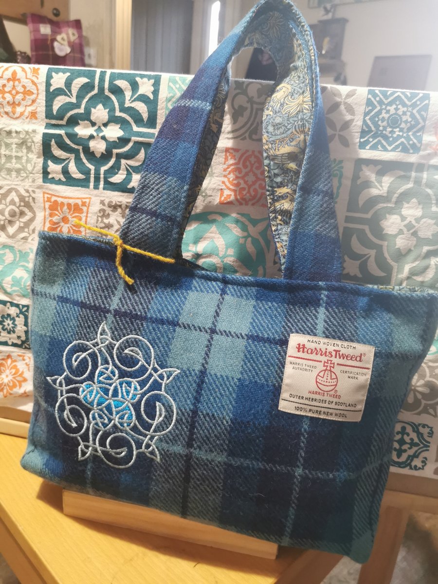 Harris Tweed large handbag with funky celtic design