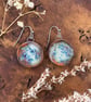 Handmade Ceramic Drop Earrings: Speckled Blue And Copper Glazed Clay Jewellery,  - Image 1