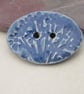 Large Ice Blue Oval Seedhead Handmade Ceramic Button