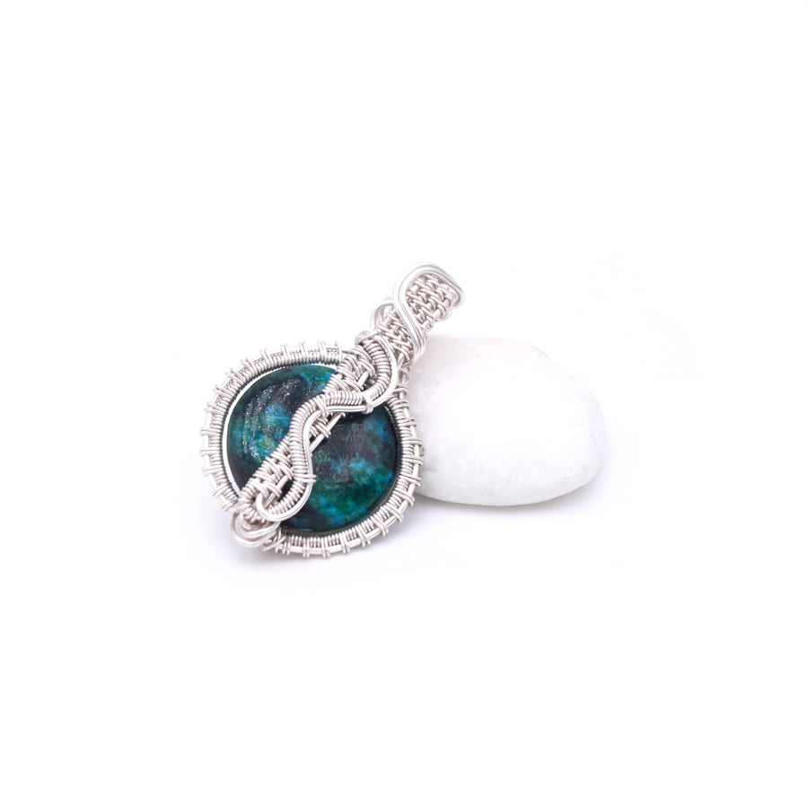 Chrysocolla dual sided pendant