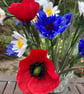 Paper Cornflower and Poppy Wildflower Bouquet - Image 4