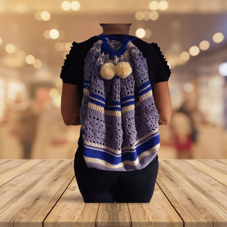 Crocheted Drawstring Backpack