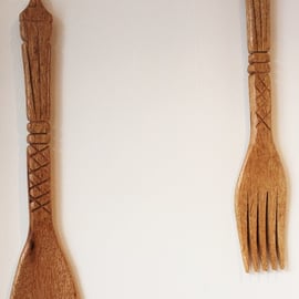 Large Wall Mounted Spoon & Fork Set