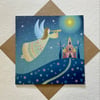 Angel over Bethlehem, blank greetings card