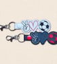 Football Keyring - Peace Love Football Faux Leather Bag Charm