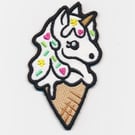 Unicorn Ice Cream Cone Embroidered Patch available in 2 sizes 