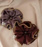 Gold Piping Edged XXL Scrunchies, Piping Trim Silky Satin Statement Scrunchies - Image 4