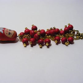 Red Wood Russian Doll Bag Charm