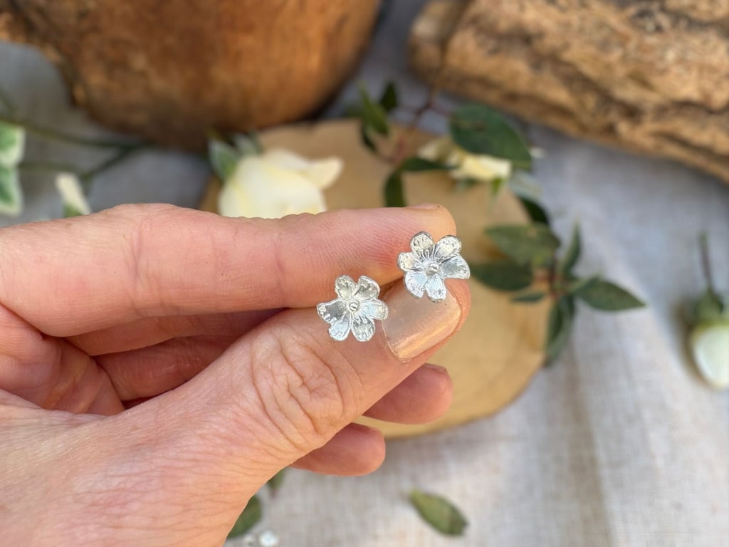 Silver Blossom Stud Earrings